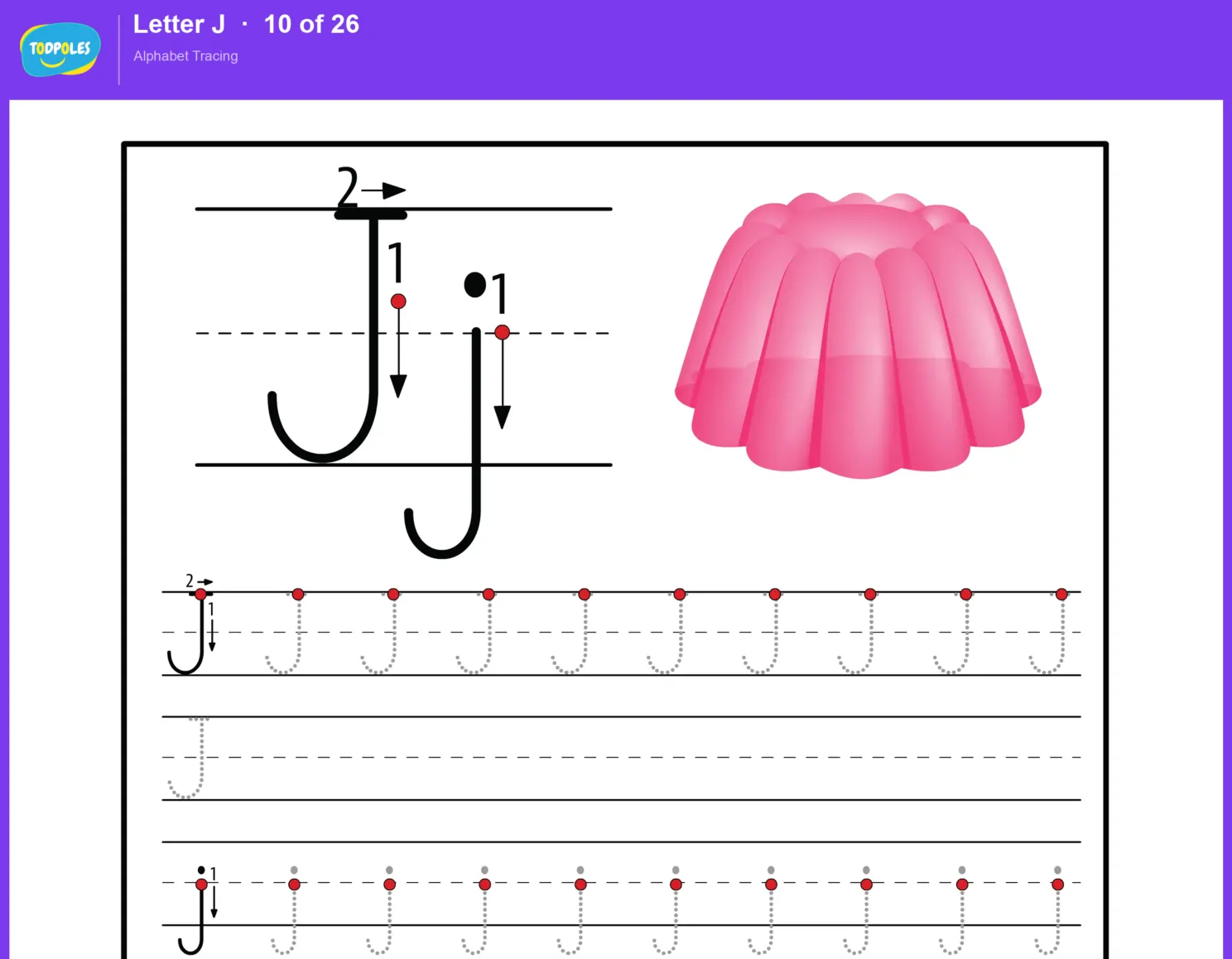 Letter J tracing worksheet preview